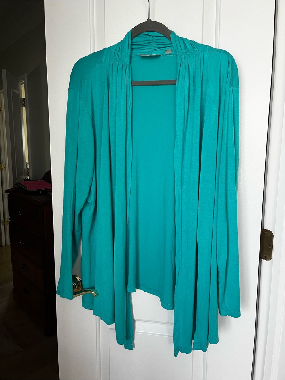 Avenue Turquoise Open Drape Cardigan